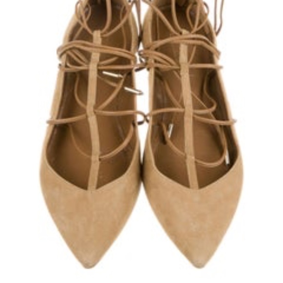 Aquazzura Cayenne Lace-Up Flats Cappuccino 9.5 - Picture 6 of 9